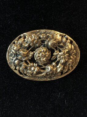 Vintage 1890-1910 Ornate Floral Brooch